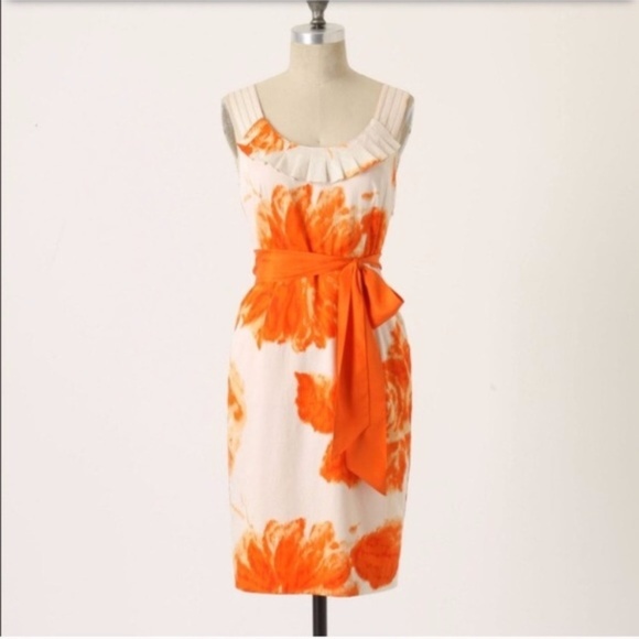 Anthropologie Moulinette Soeurs Sz 4 Orange Dress - Picture 3 of 7